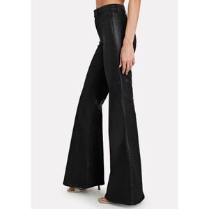 L'AGENCE Women's Spencer High-Rise Super Flare Jean size 25 Coated Black